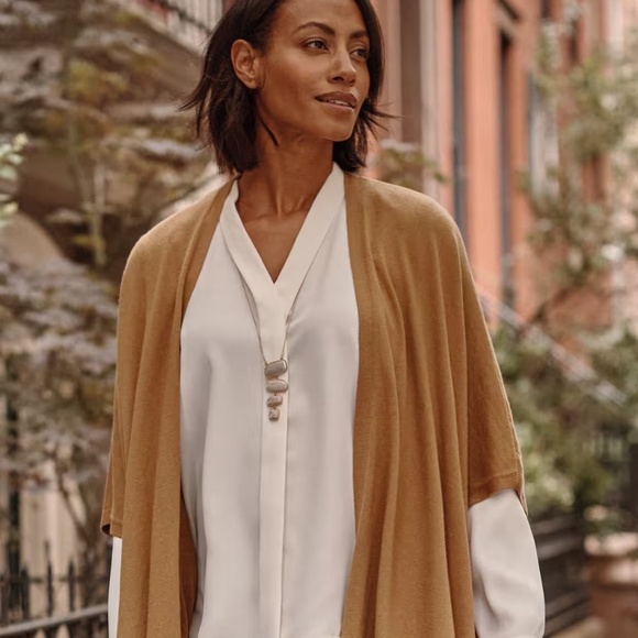 J.Jill Luxe Rib-Trimmed Knit Ruana - Picture 3 of 5
